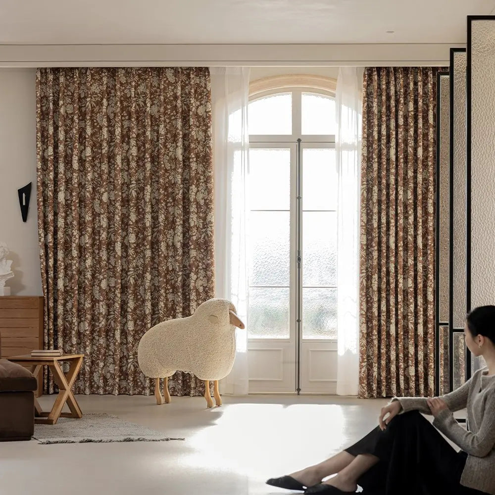 Rideau occultant moderne motifs floraux pour salon chambre