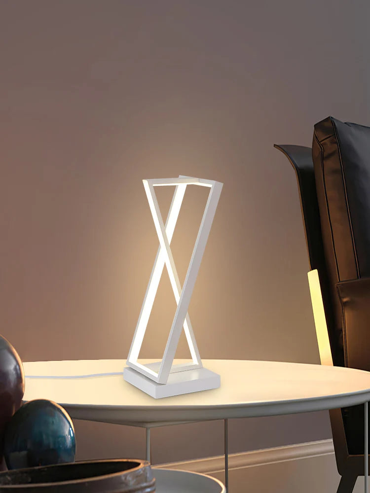 Lampadaire Led à géométrie noire et blanche moderne - vue 7 sur 10