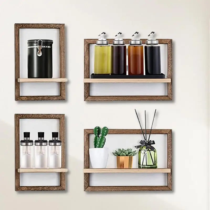 étagère murale flottante en bois design géométrique pour rangement intérieur - vue 5 sur 6