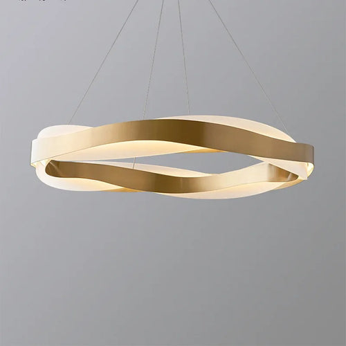 lustre led moderne anneaux brossés en cristal