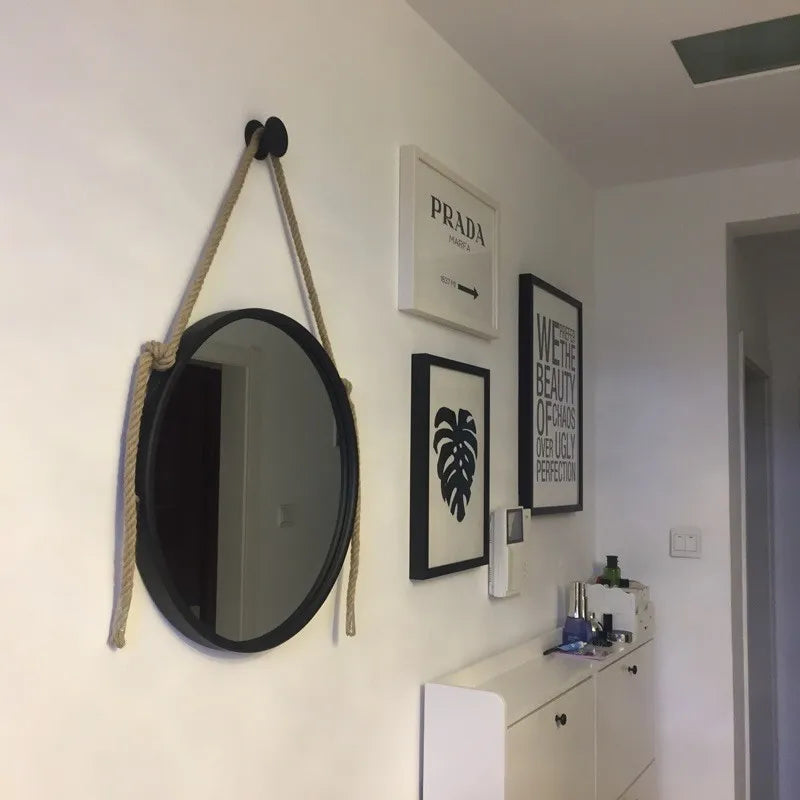 miroirs décoratifs ronds rétro suspendus artisanat nordique esthétique - vue 6 sur 7