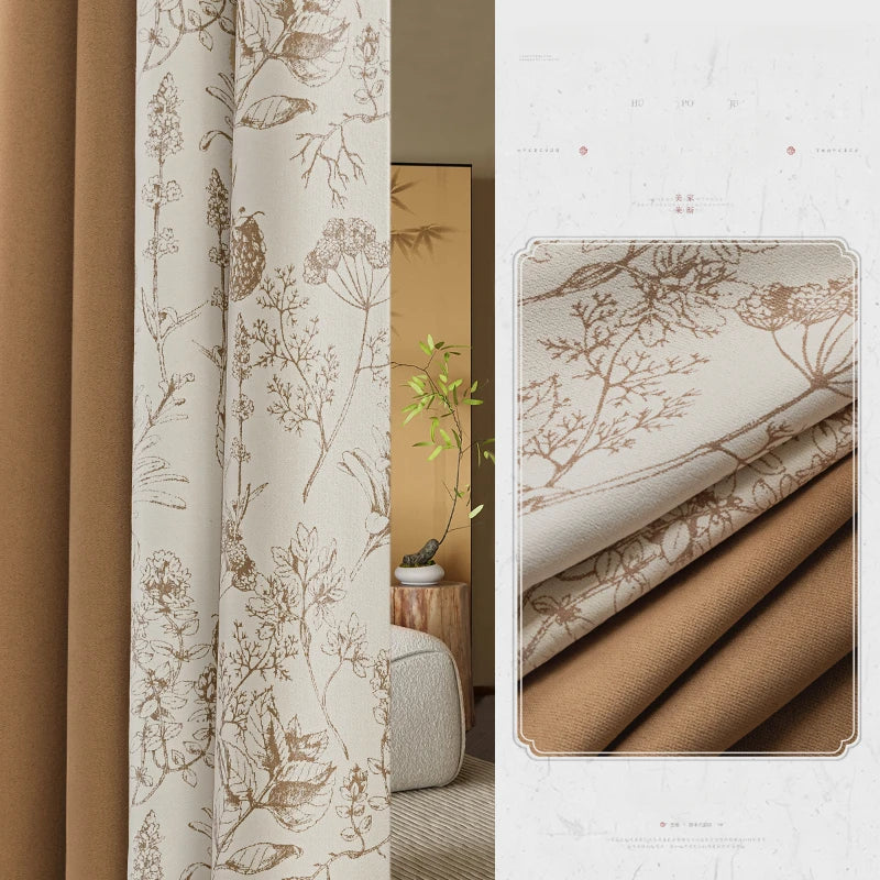 Rideau style chinois floral pour salon chambre