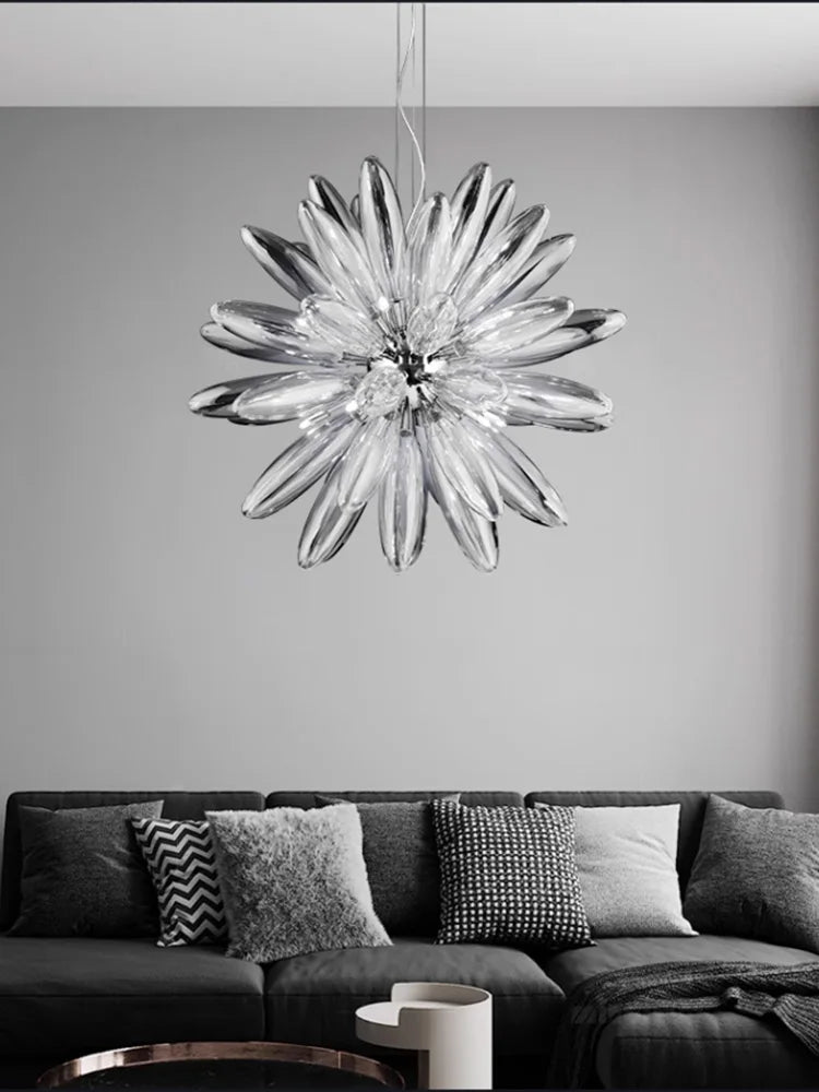 lustre à led design avec abat-jour en verre élégante finition brillante