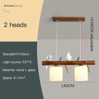 Suspension nordique en bois pour Table à manger île de cuisine lustre Led créatif oiseau moderne Bar café arbres éclairage suspendu