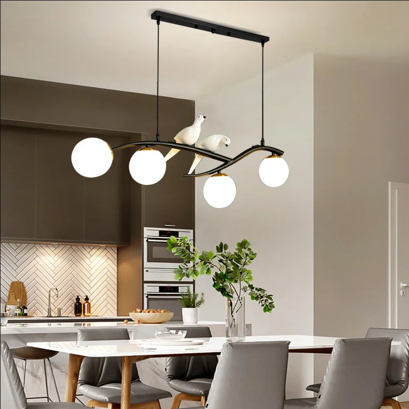 lustre nordique led oiseau suspension éclairage décoratif - vue 4 sur 10