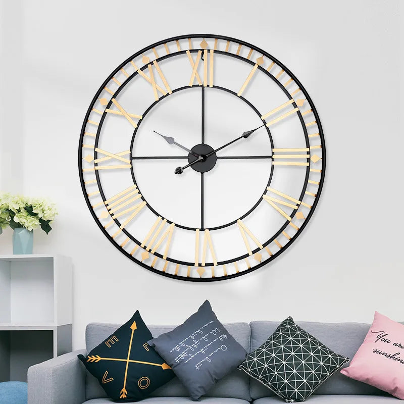 horloge murale grande taille design moderne style européen à suspendre - vue 6 sur 6