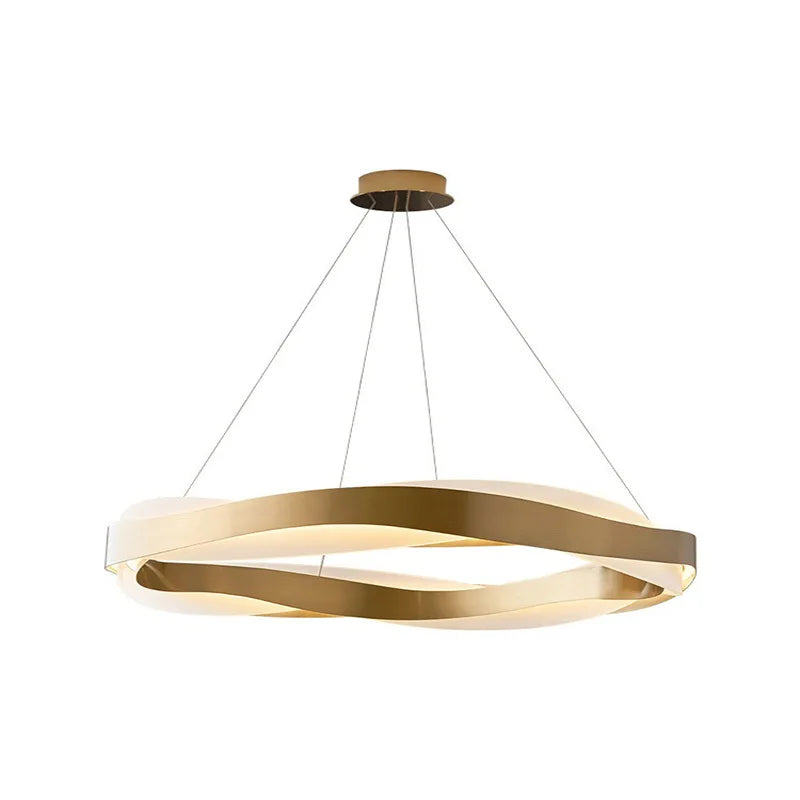 lustre moderne design anneau doré suspension nordique éclairage intérieur - vue 4 sur 11