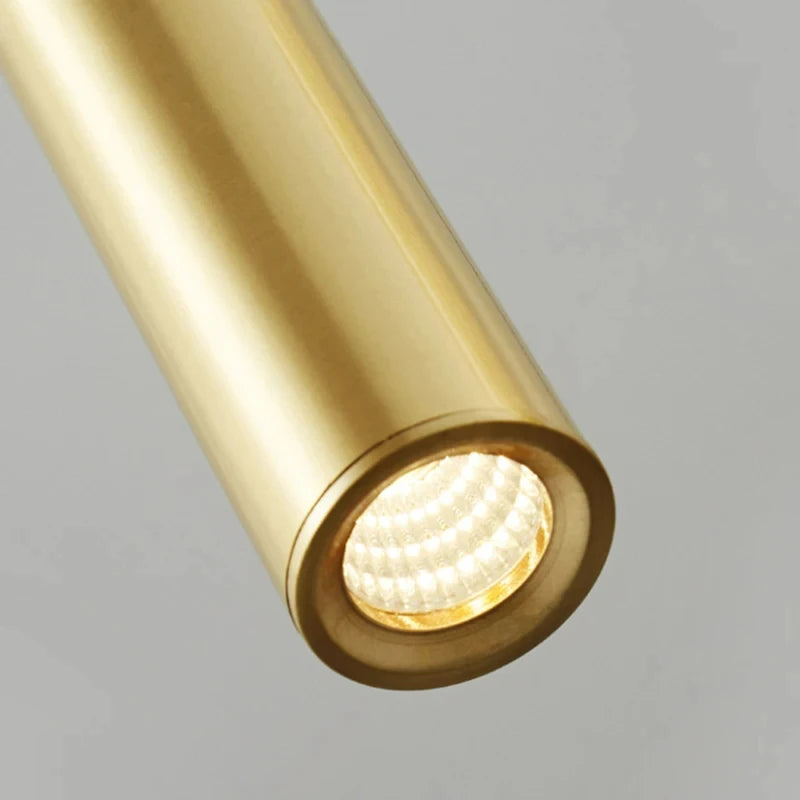 lustre led moderne en cuivre pour hôtel fil réglable