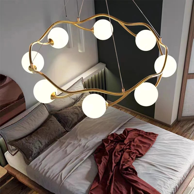 Luxe Or LED Lustre Maison Enfants Salon Salle à manger Chambre Restaurant Suspension Intérieur Lampes Décoratives - vue 7 sur 8