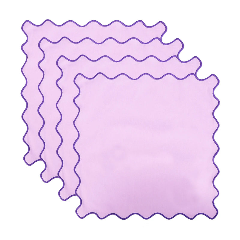 Serviette de table coton lotus brodé style champêtre