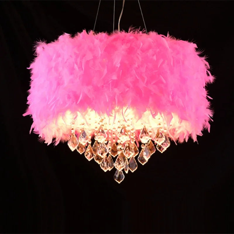lustre créatif simple plume led net romantique populaire - vue 3 sur 9