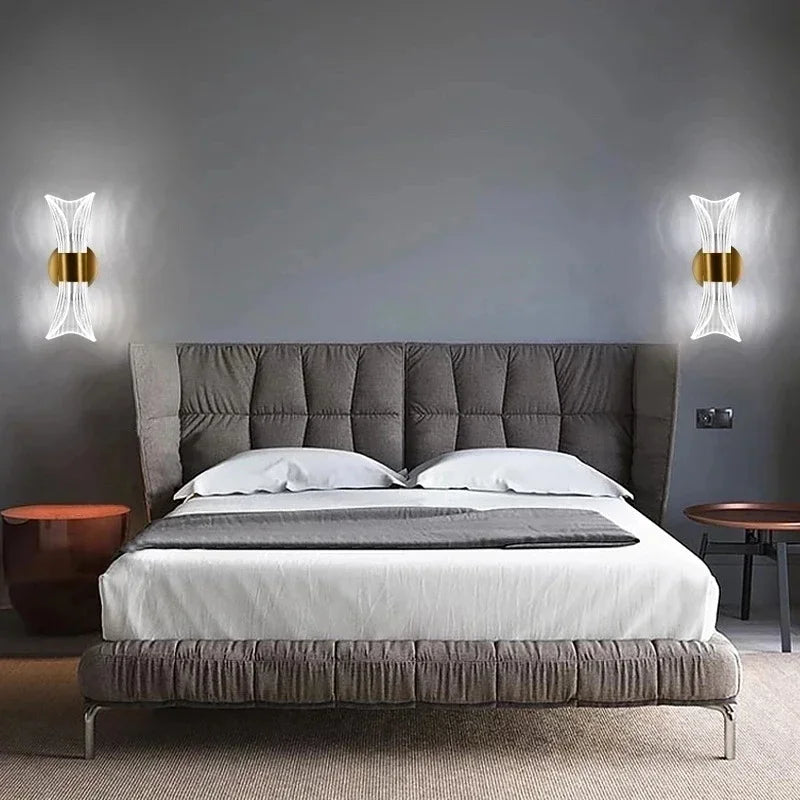 Moderne luxe créatif acrylique applique murale LED lumière or noir applique pour allée applique chambre chevet couloir décor à la maison - vue 3 sur 11