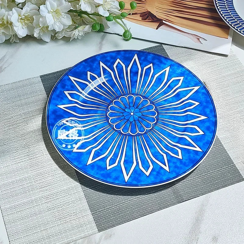 Assiette porcelaine style europeen motif classique pour dimsum