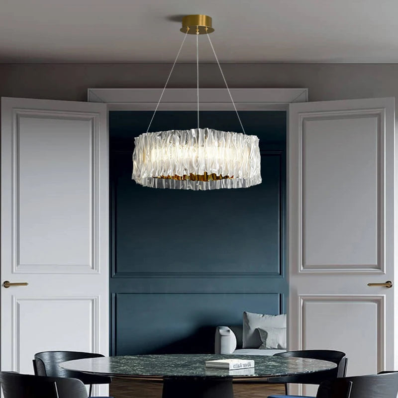 lustre nordique acrylique rond en acier inoxydable moderne