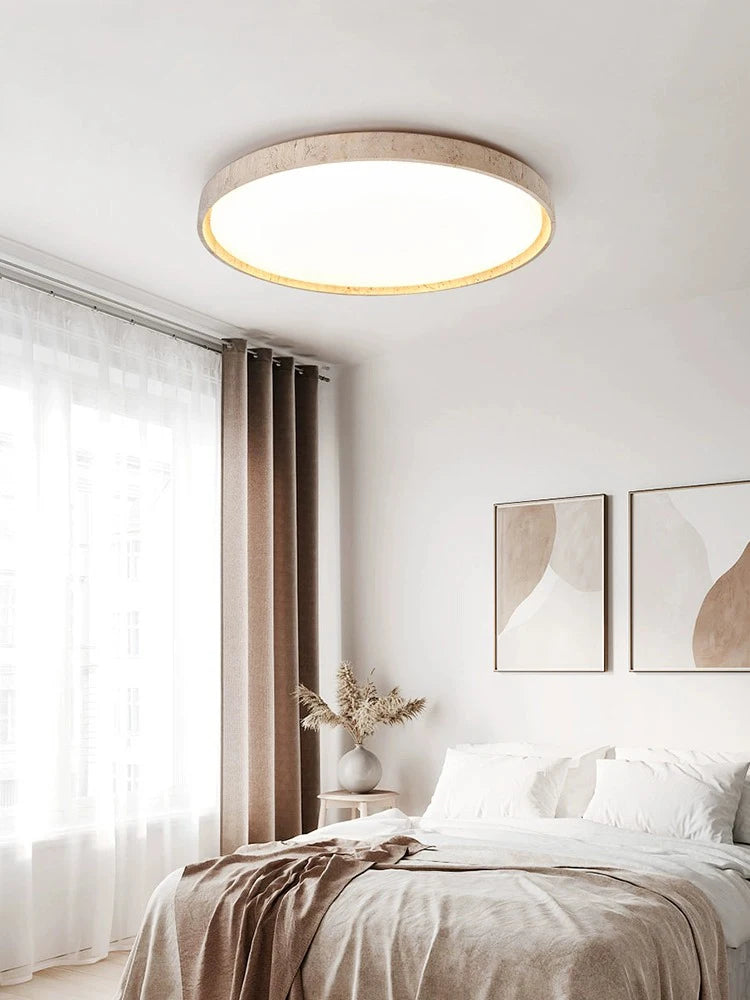 Led plafonnier pierre Downlight monté en Surface rétro luminaires noyer bûche bois couleur chambre salon grande lumière - vue 6 sur 13