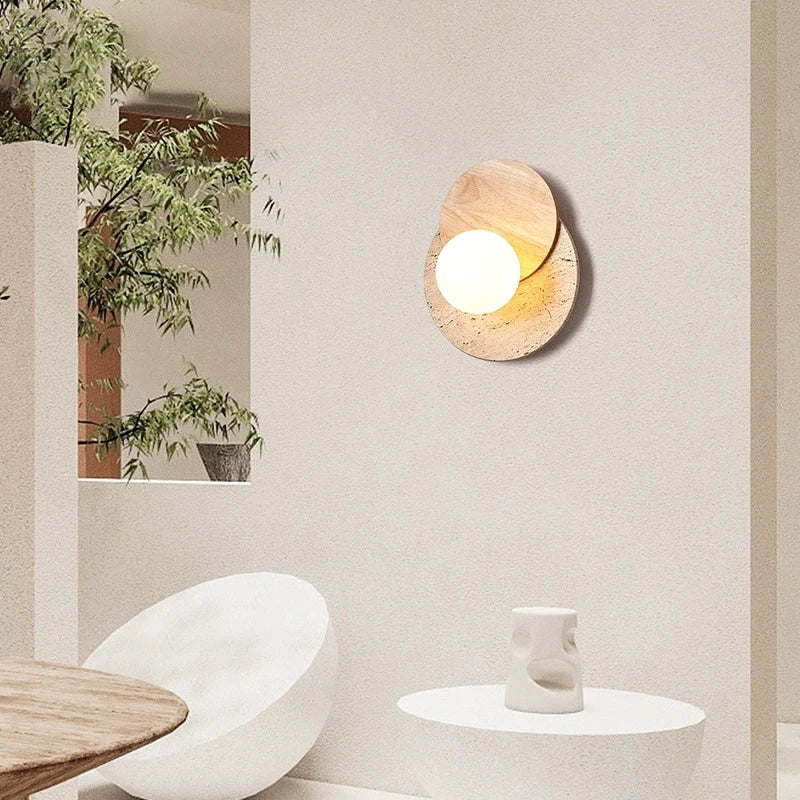Applique murale design ronde Led Style pierre couleur crème - vue 6 sur 7