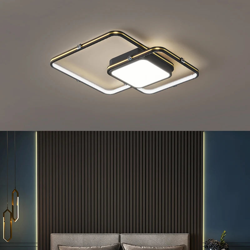 Lampe de lustre Led noir/or pour salon chambre décoration lustre moderne décor à la maison lustres de plafond luminaires - vue 7 sur 14