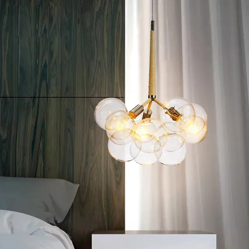 lustre moderne en verre à bulles pour décoration intérieure
