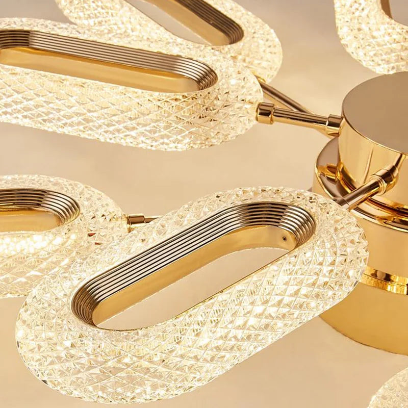 SANDYHA Post-moderne LED Lustre En Cristal Fleur Plafond Salon Salle À Manger Villa Étude Balcon Couloir Décoration De La Maison Lampes