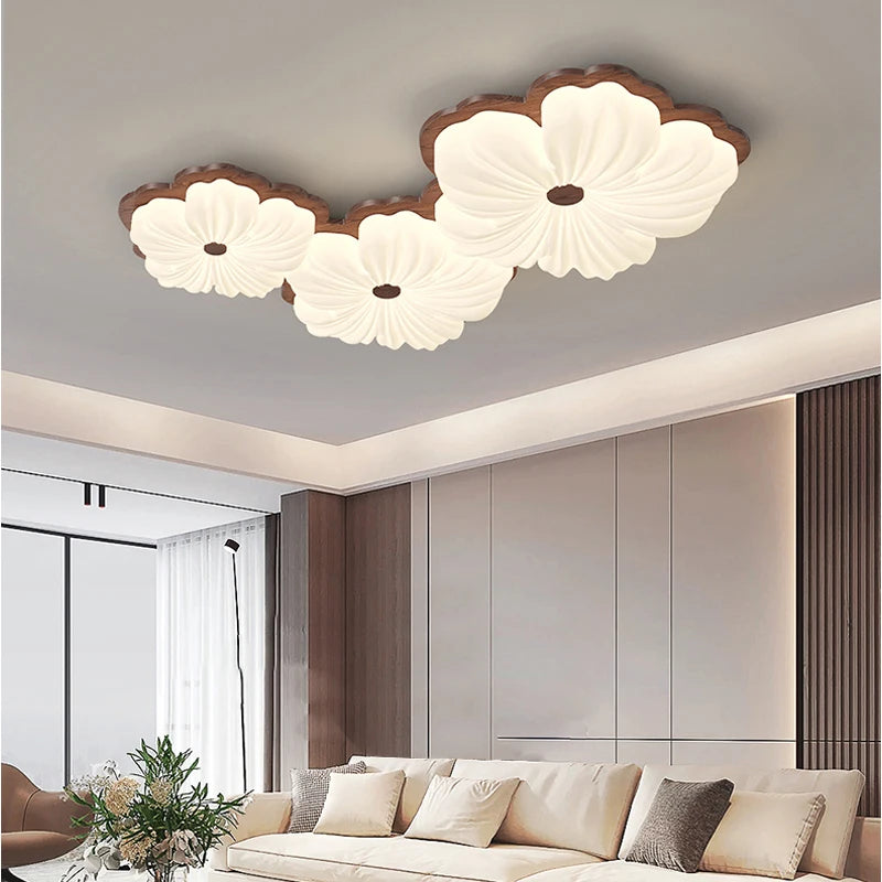 plafonnier moderne à fleurs en bois pour décoration intérieure