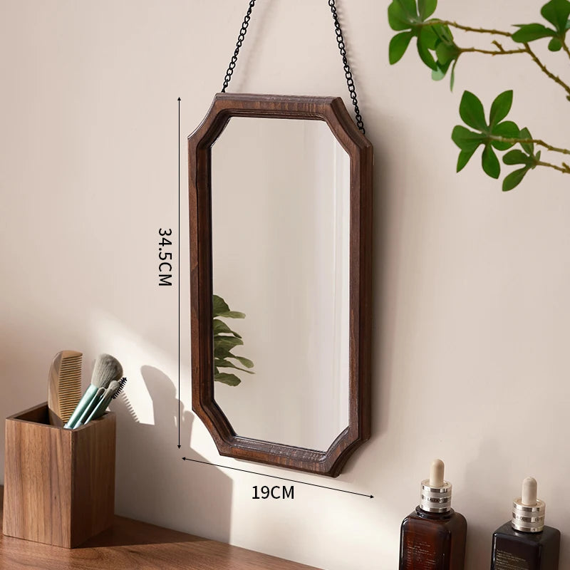 miroir vintage en bois massif pour maquillage étanche et antirouille - vue 13 sur 15