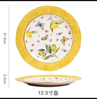 Assiette ceramique motif citron style mediterraneen cuisine