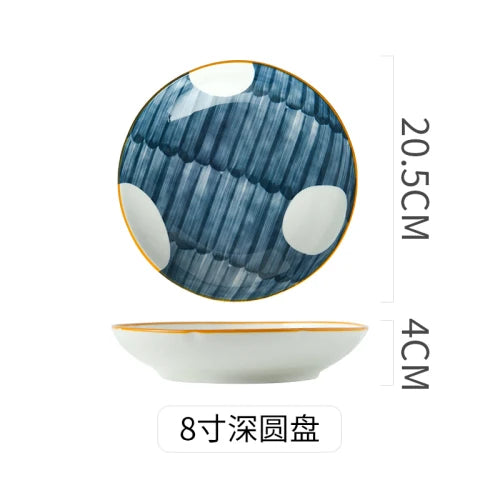 Assiette ronde porcelaine style japonais profonde 18 cm