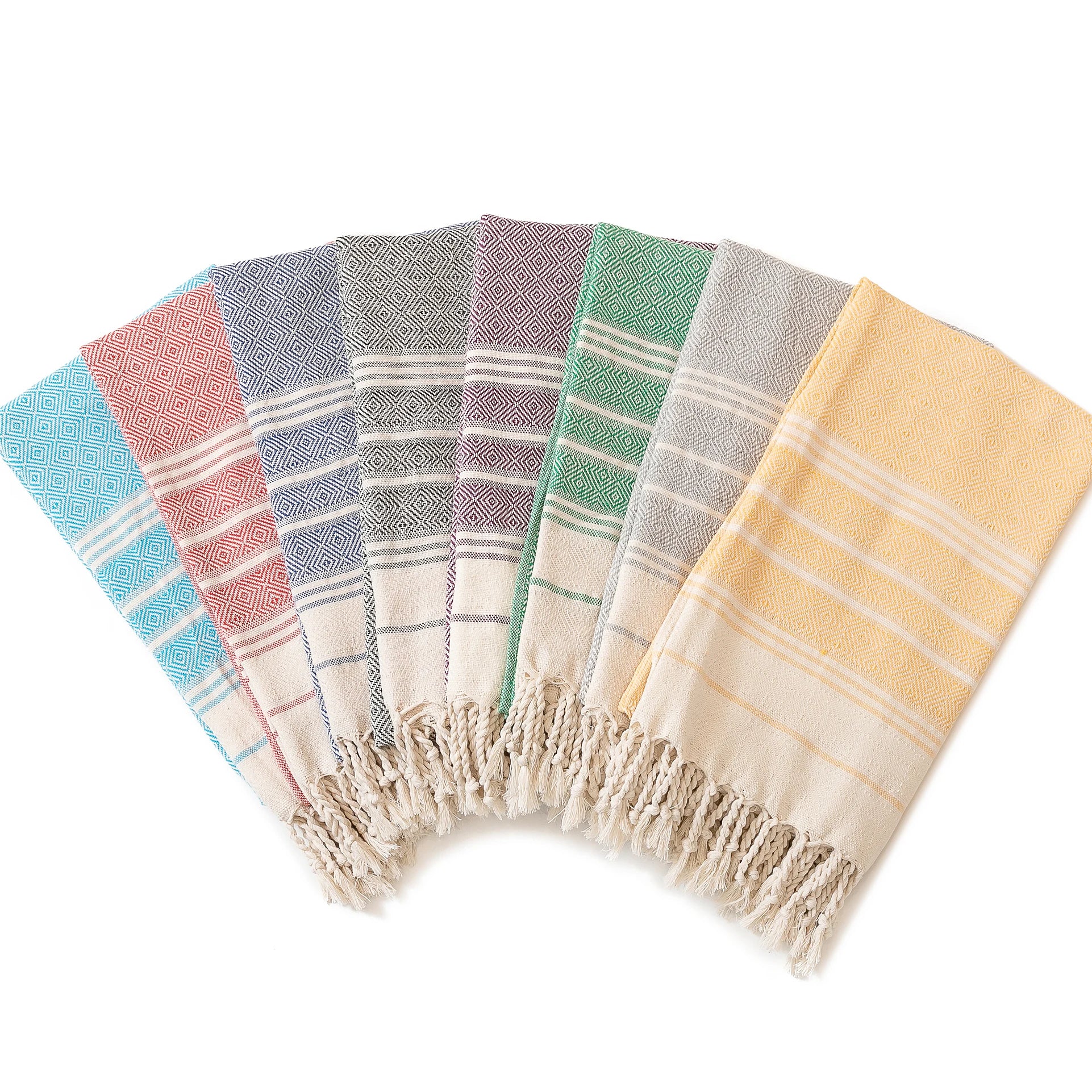 serviette de plage turque coton jacquard losanges pompons - vue 4 sur 6