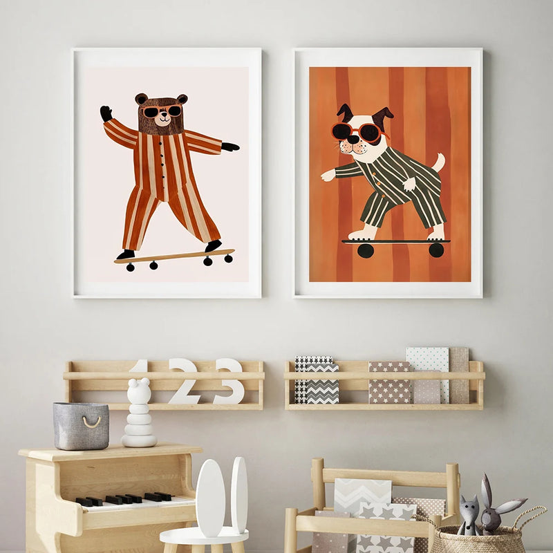 affiches drôles d'animaux pour décoration enfant chambre bébé