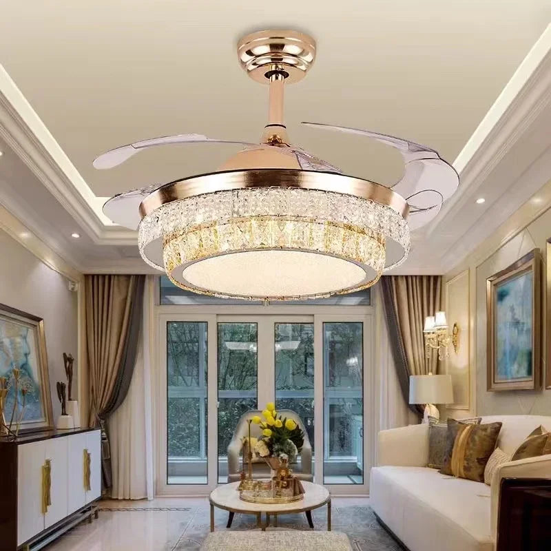 plafonnier en cristal avec lumière et télécommande design élégant - vue 4 sur 6