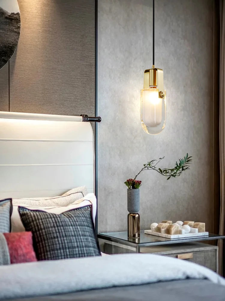 lustre en cristal cuivre design nordique pour intérieur élégant