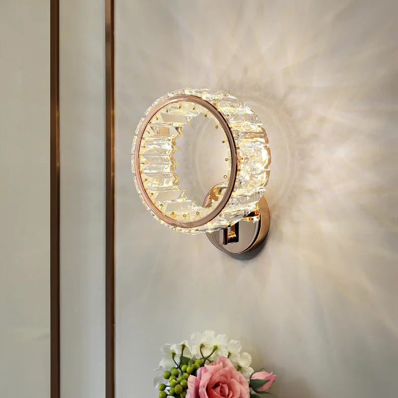 applique murale led ronde moderne en cristal de luxe - vue 4 sur 8