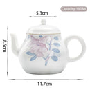 Théière céramique chinoise motifs floraux peints main 160ml