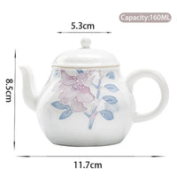 Théière céramique chinoise motifs floraux peints main 160ml