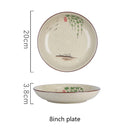 Assiette dessert japonaise ceramique motifs floraux peinte main