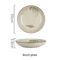 Assiette dessert japonaise ceramique motifs floraux peinte main