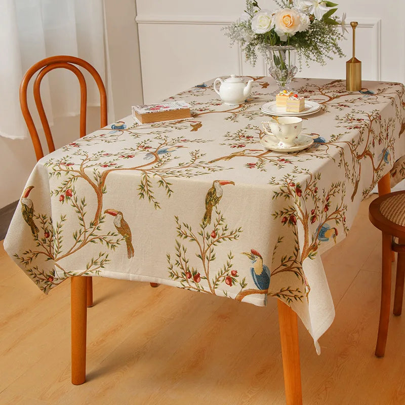 Nappe table motifs pivoines pompons style ins lavable