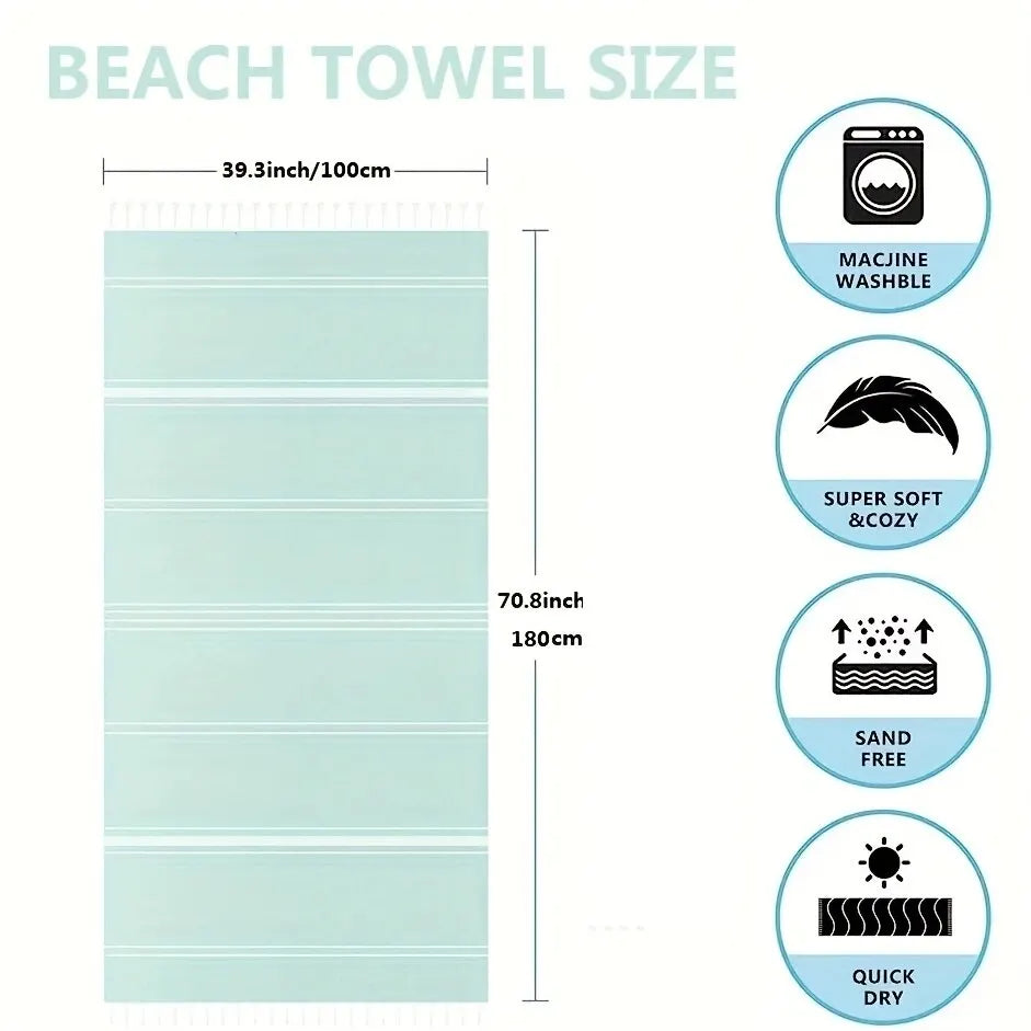 Serviette de plage turque rayures sechage rapide legere - vue 4 sur 7