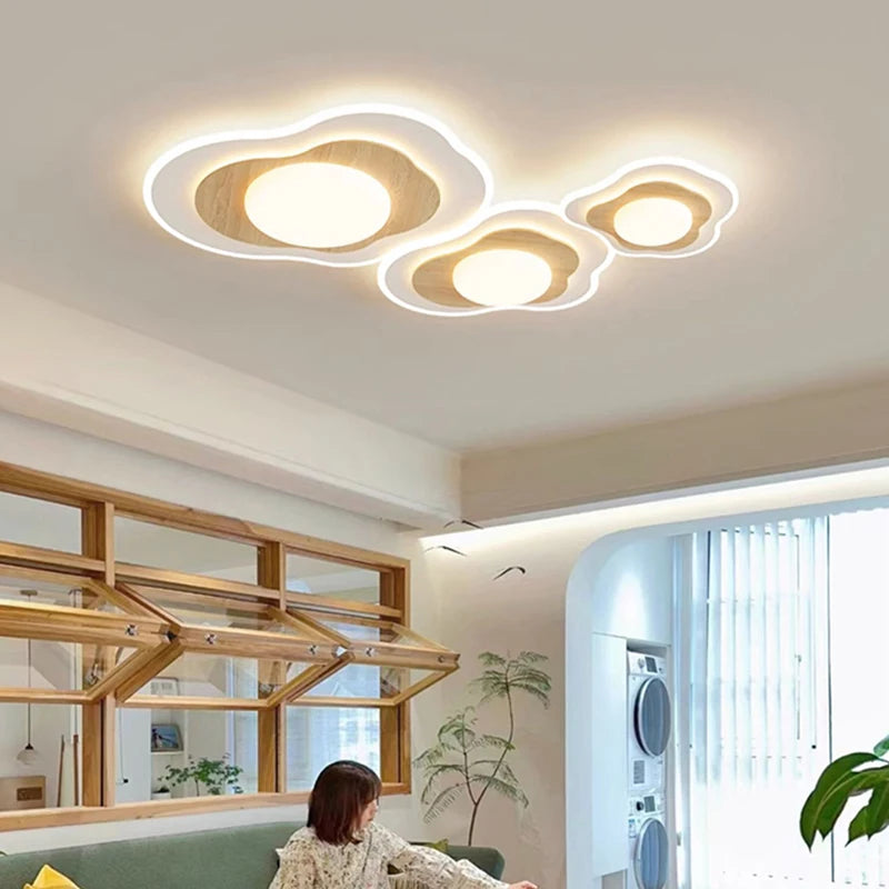 Plafonnier Chambre principale LED luxe blanc bois crème Style pour chambre salon salle d'étude vestiaire maison chaleureuse déco - vue 6 sur 10
