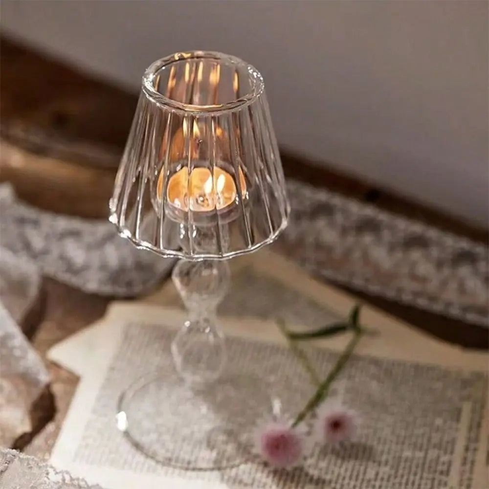 lustre en verre à rayures bougeoir créatif romantique délicat - vue 11 sur 11