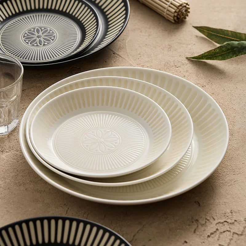 Assiette ceramique japonaise retro relief style artistique - vue 4 sur 7