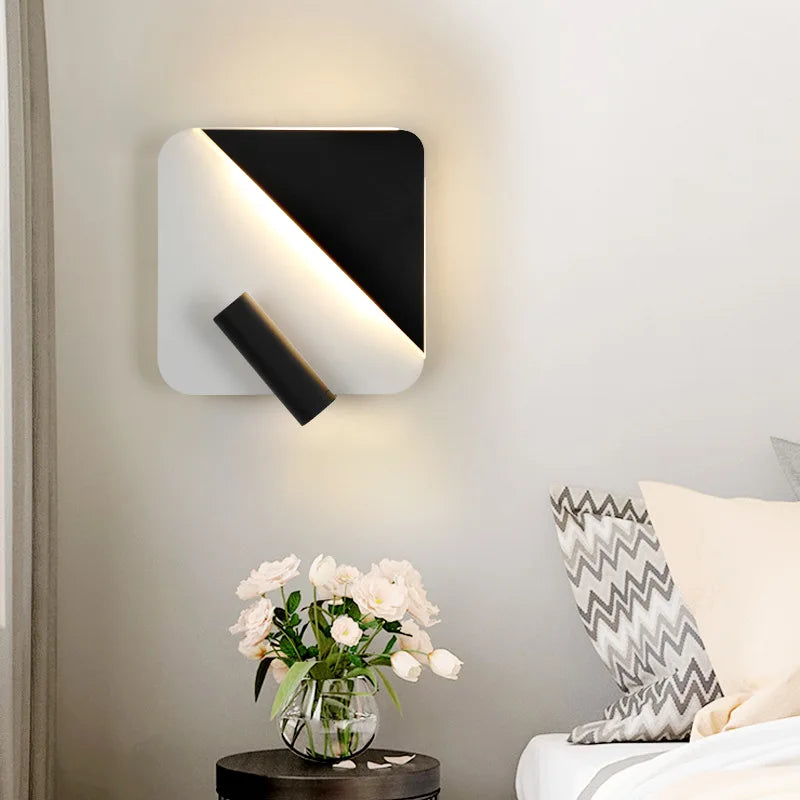 applique murale moderne avec interrupteur design rétroéclairage rotatif - vue 4 sur 11