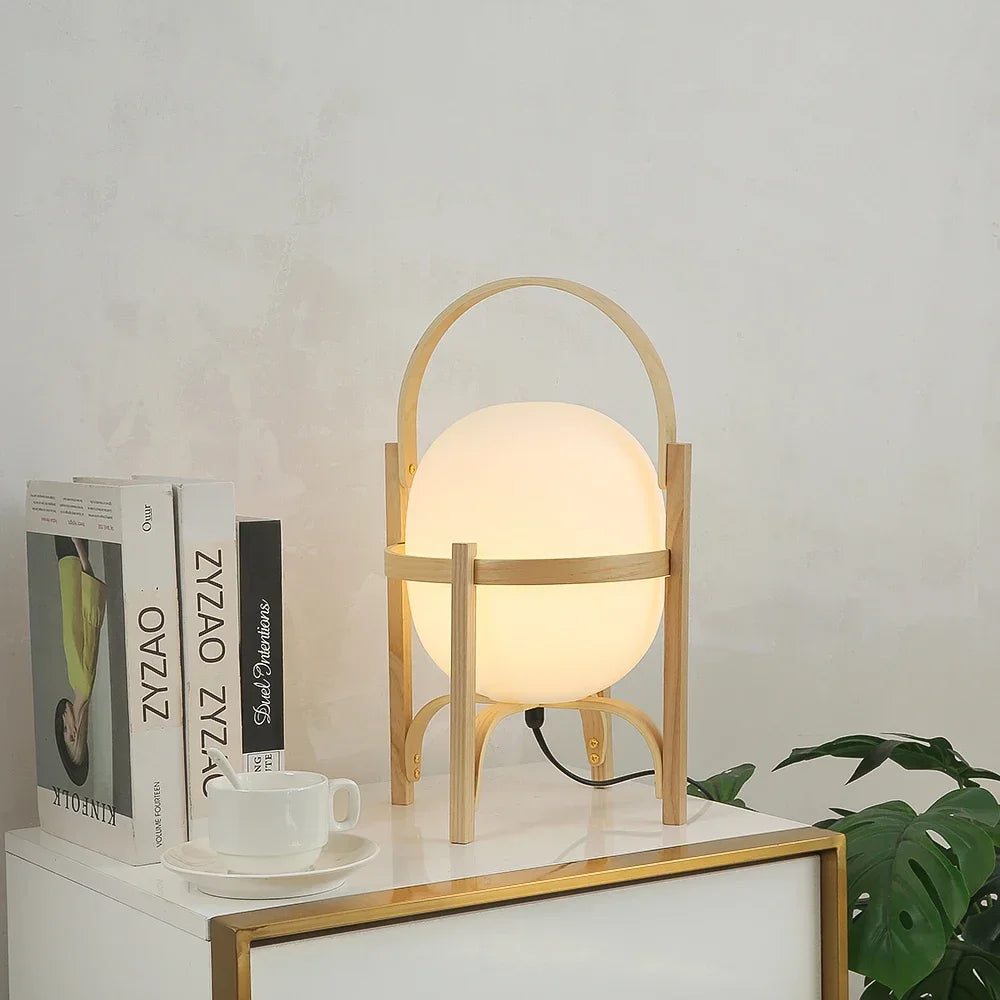 lampe de table moderne en bois simple led pour lecture - vue 3 sur 8