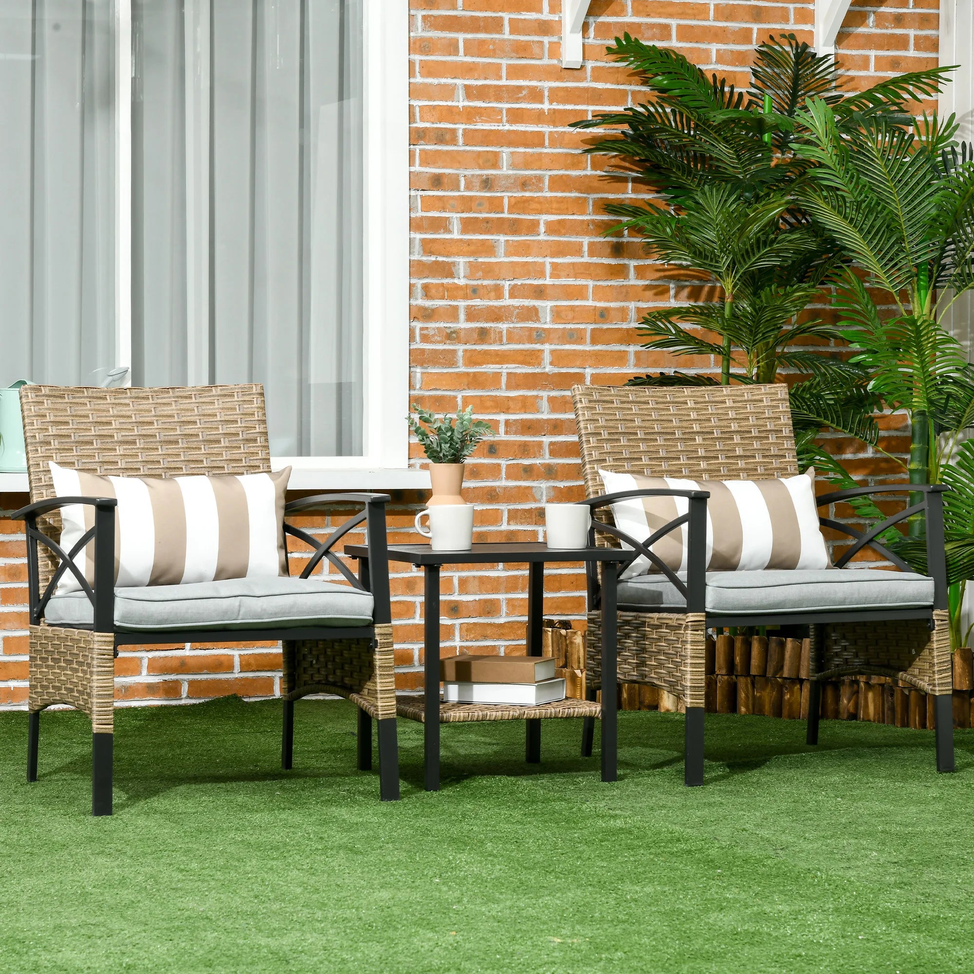 ensemble de jardin rotin avec table et chaises - vue 4 sur 6