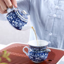 Théière chinoise porcelaine motif traditionnel portable artisanale