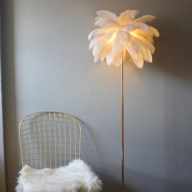 lampadaire romantique à plume art déco gradation 3 températures - vue 5 sur 9