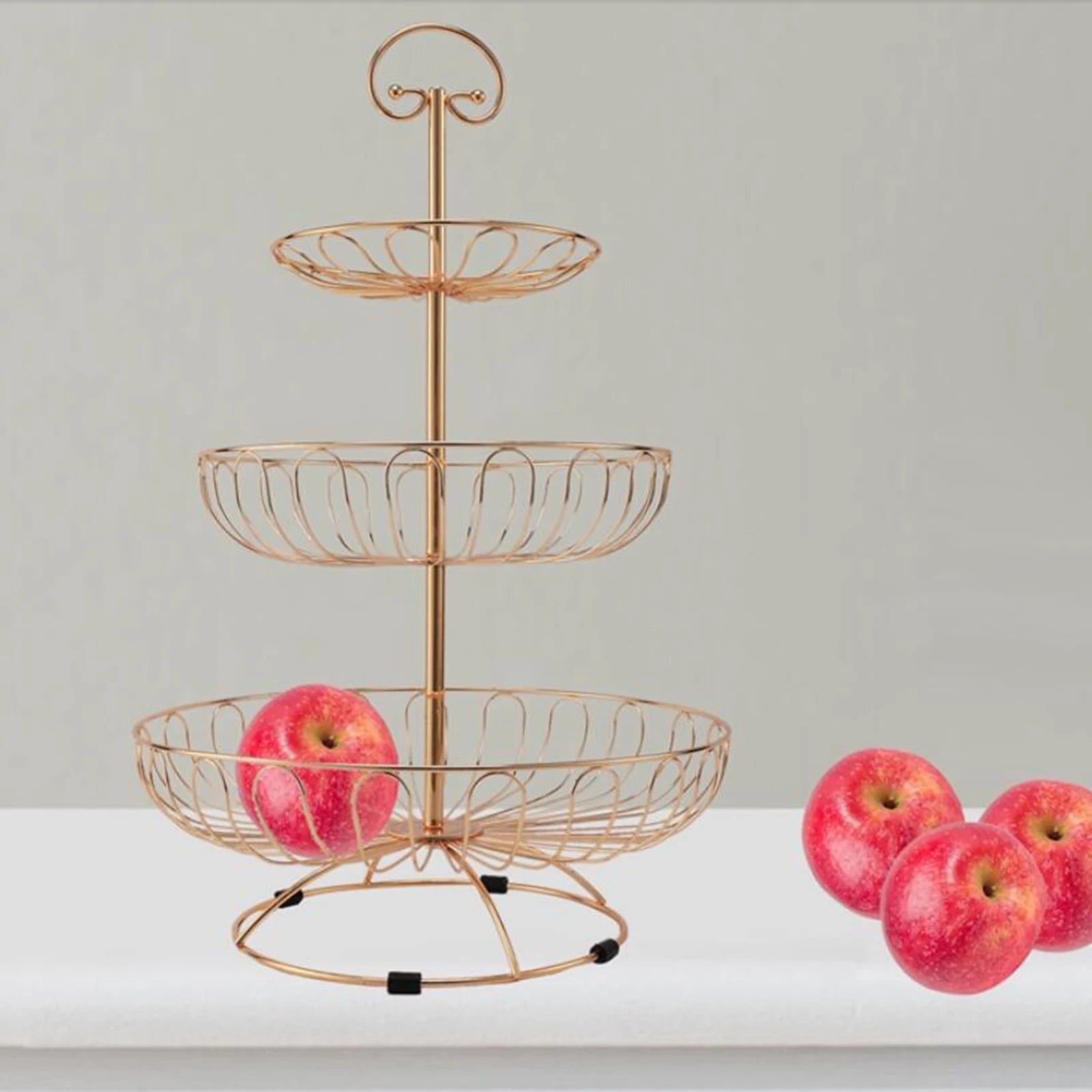 corbeille à fruits à trois niveaux en fil métallique - vue 5 sur 11