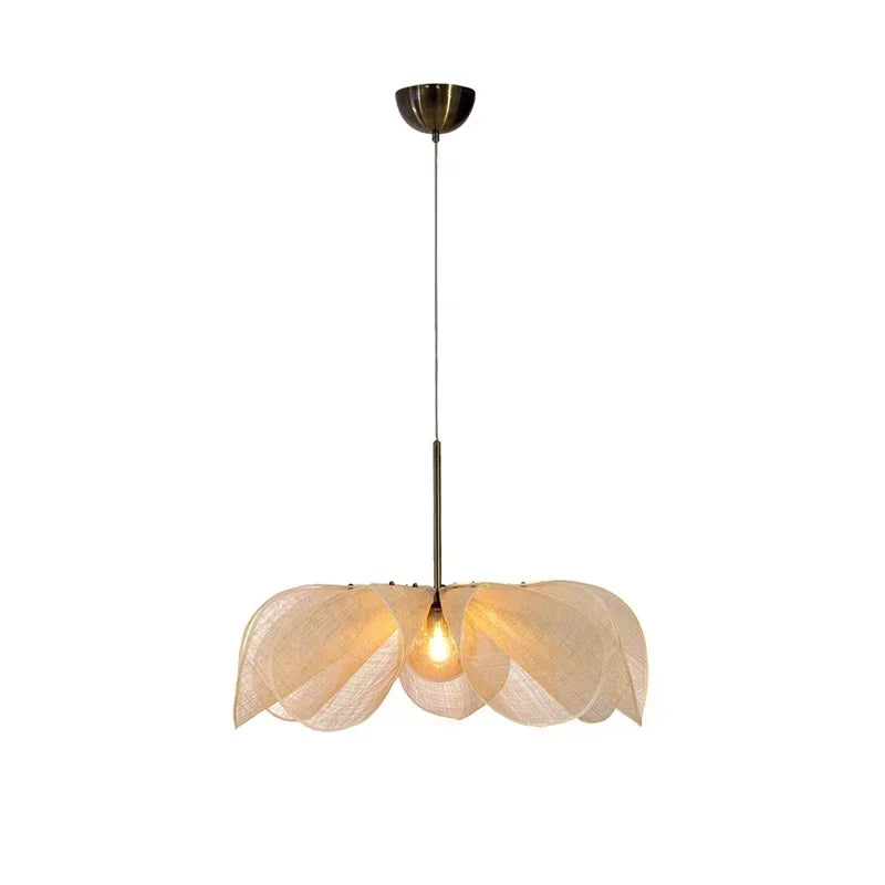Wabi Sabi Fabric Pendant Light Flower Chandelier Suspension Hanging Light for Living Dining Room - vue 6 sur 8