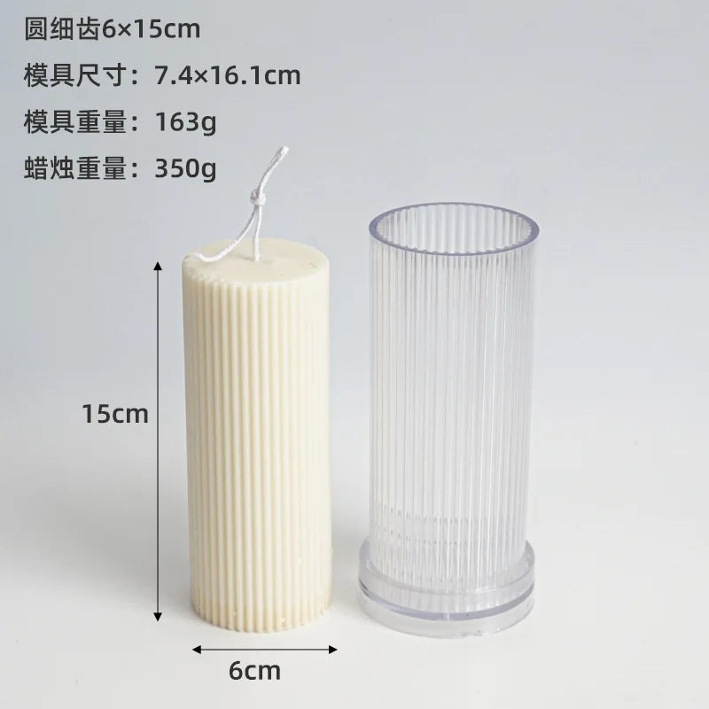 moule cylindrique à rayures pour fabrication de bougies en acrylique