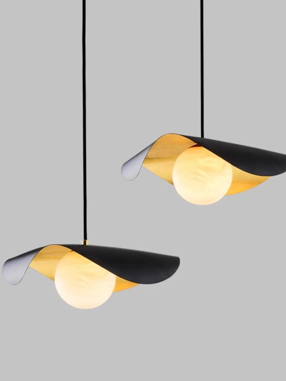 lustre en laiton et marbre avec suspension - vue 7 sur 16